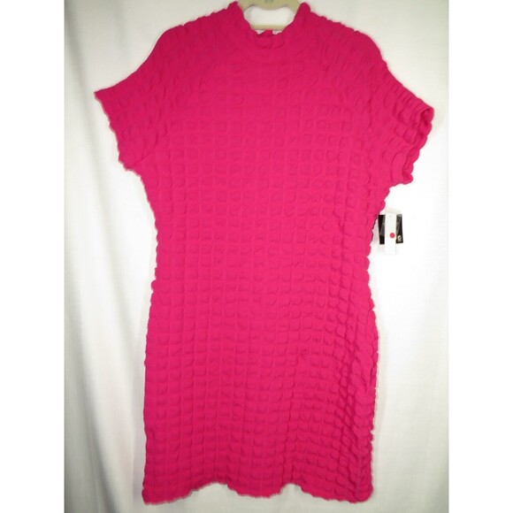 Planet Gold Women's Pink Bubble Texture Mock Neck Bodycon Dress Plus 3XL 20-22 - Picture 7 of 14